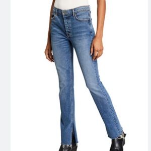 GRLFRND Addison Jeans Split Leg Hem Distressed Flare